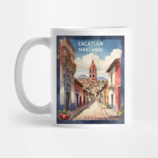 Zacatlan de las Manzanas Puebla Mexico Watercolor Vintage Tourism Mug